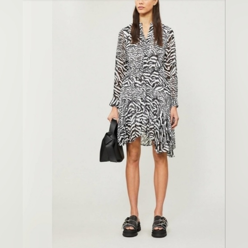 All Saints Chic Zebra Patterned Shirt Dress Size M